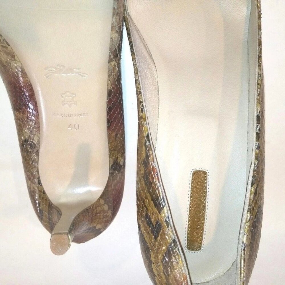 LONGCHAMP NEW Pumps Heels Hidden Platform Python ALL- Leather Womens 40/9 Italy - Picture 8 of 12